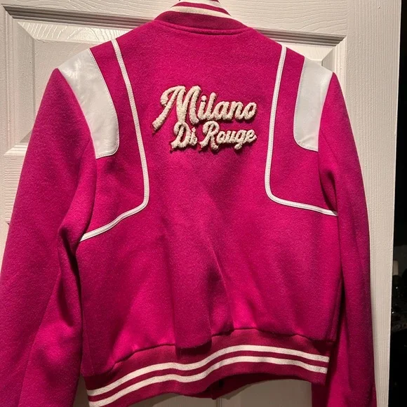 Milano Fuchsia and White Varsity Jacket - Picture 3 of 3